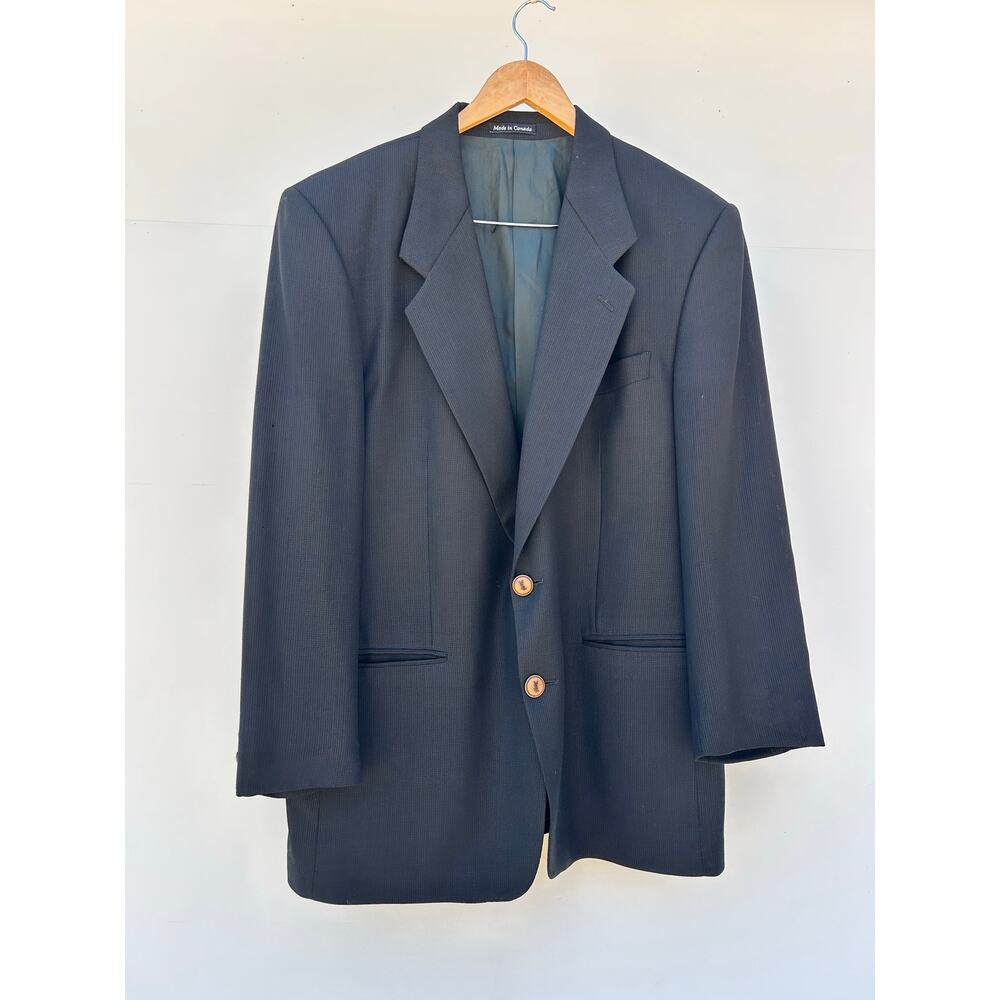 Vintage Yves Saint Laurent Oversized Blazer Jacket Black YSL Logo Monogram XL - Picture 3 of 12